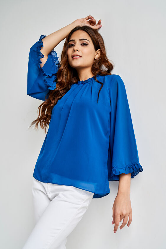 Teal Regular Length Straight Blouson Top, Teal, image 2